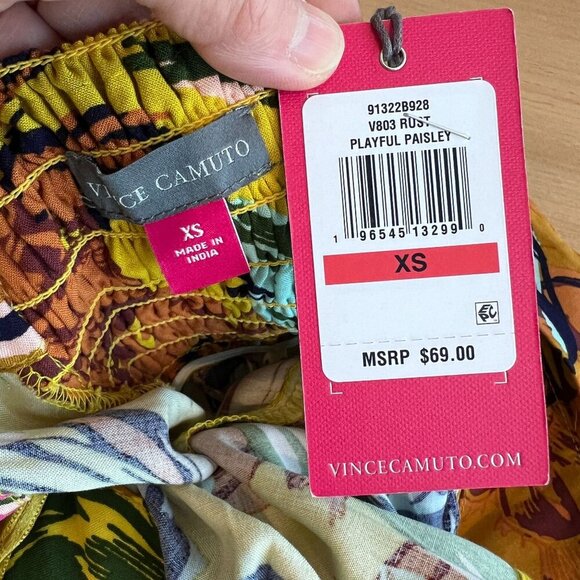 Vince Camuto Womens Floral Print Rayon Maxi Dress XS Playful Paisley Yellow - Picture 8 of 10